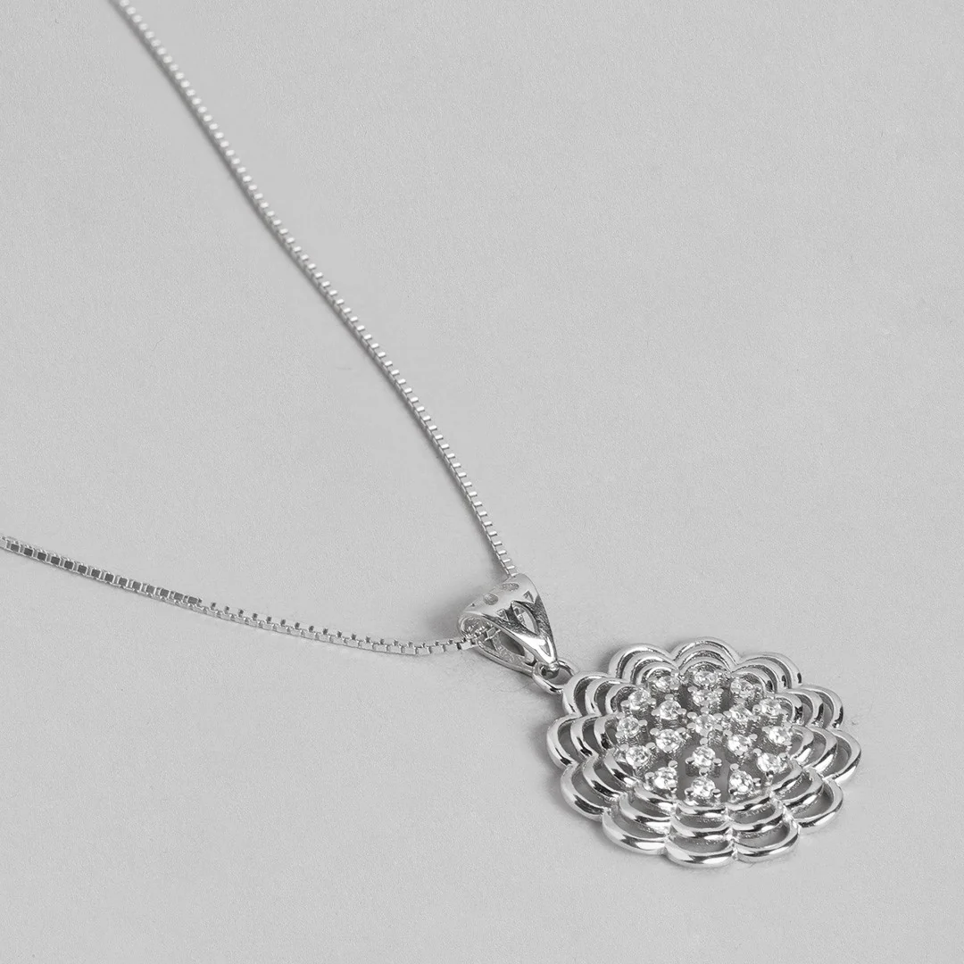 Timeless Elegance 925 Sterling Silver Rhodium Plated Pendant with Chain - Image 6
