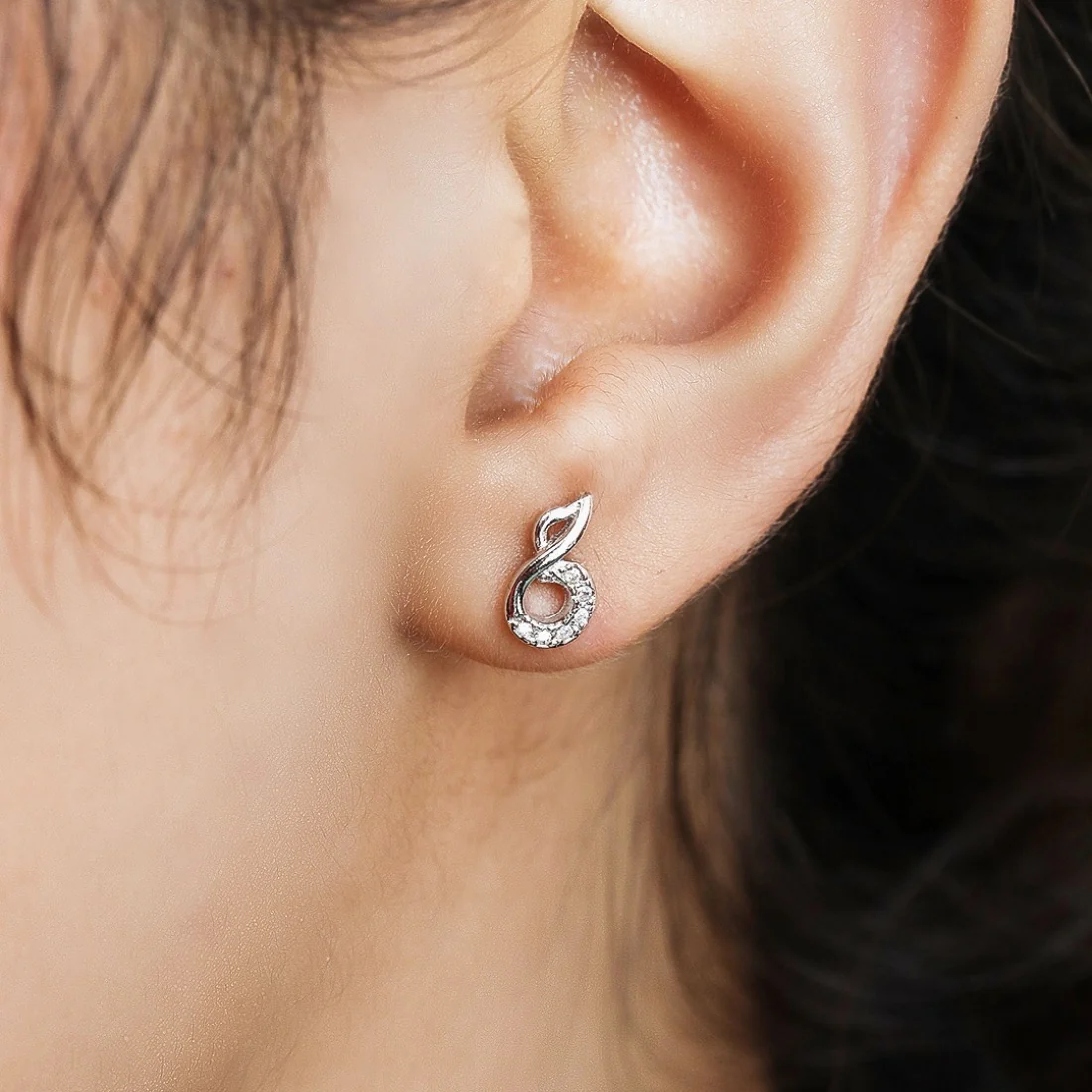 Timeless Elegance Rhodium-Plated CZ 925 Sterling Silver Earrings - Image 2