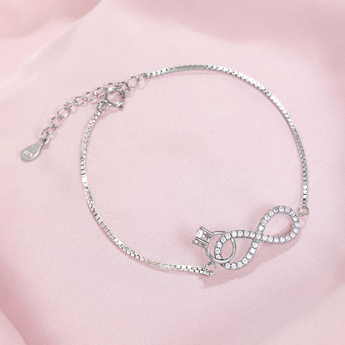 Timeless Infinity Rhodium Plated 925 Sterling Silver Bracelet - Image 2