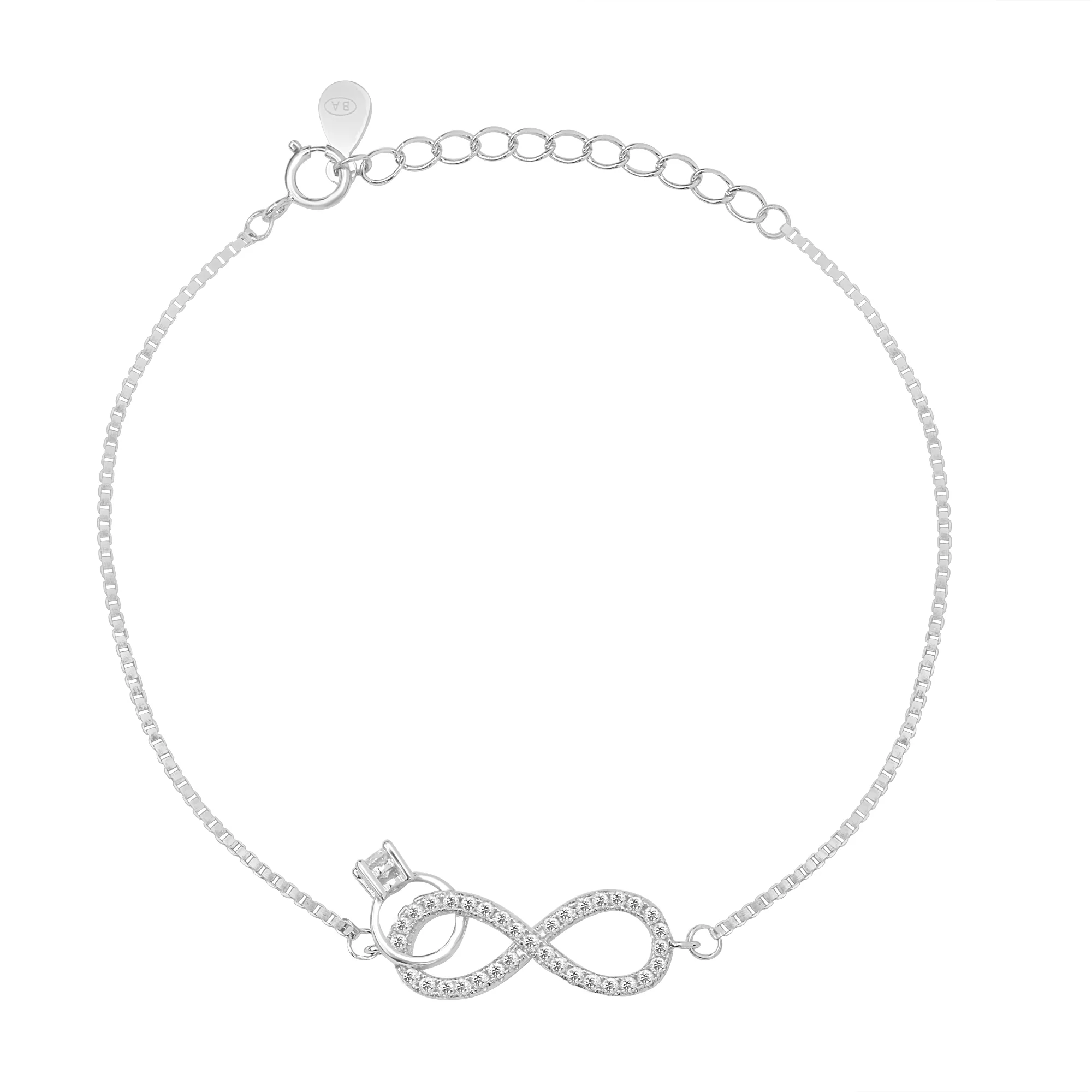 Timeless Infinity Rhodium Plated 925 Sterling Silver Bracelet - Image 4