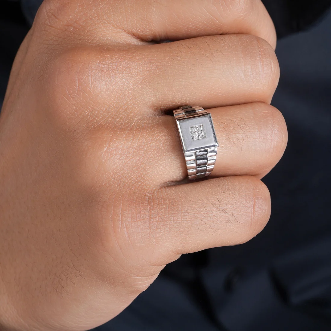 Timeless Rhodium Plated 925 Sterling Silver Men's Ring - Image 2