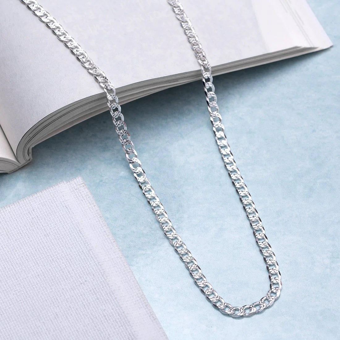 Timeless Rhodium-Plated Linked Chain 925 Sterling Silver Men's Necklace - Image 2