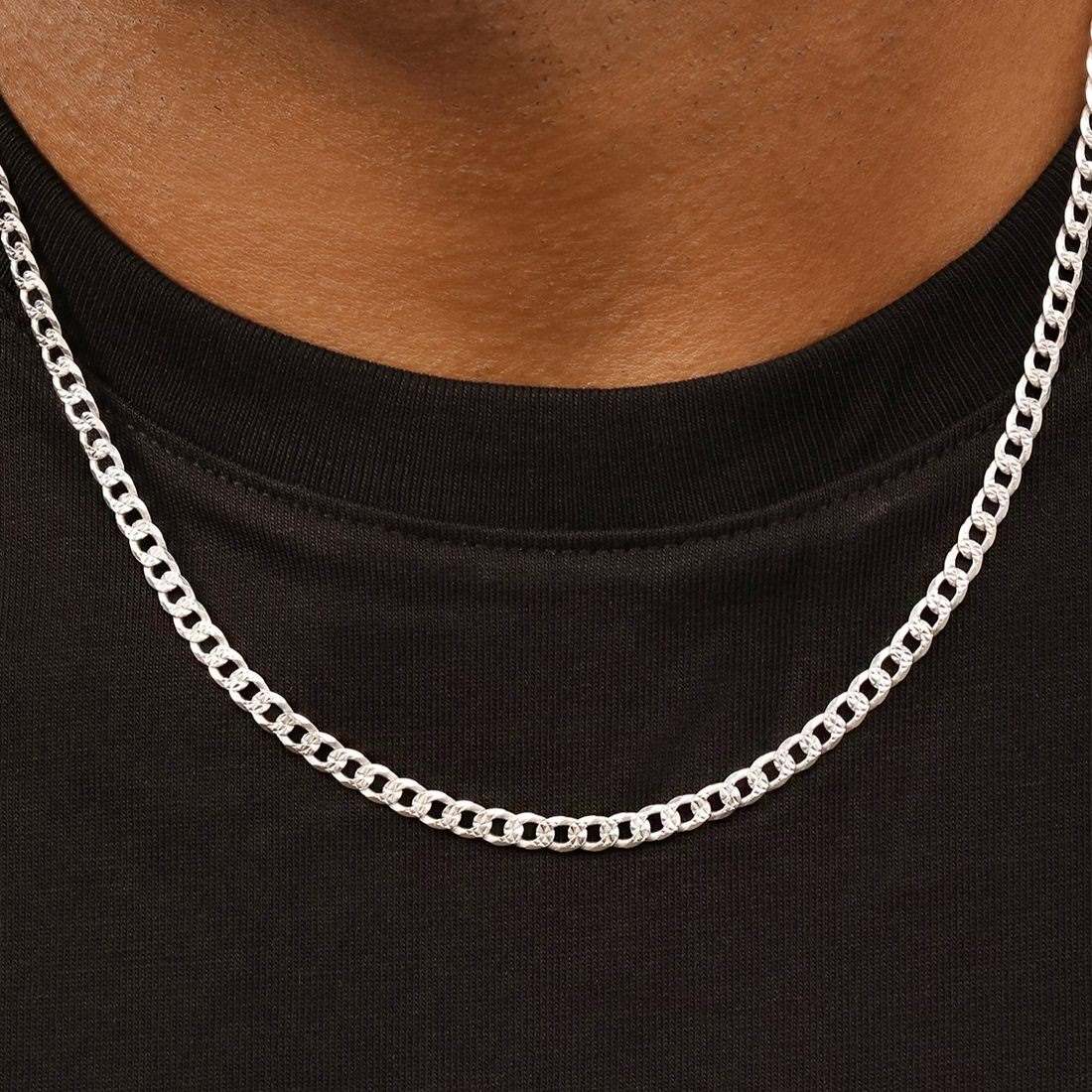 Timeless Rhodium-Plated Linked Chain 925 Sterling Silver Men's Necklace - Image 3