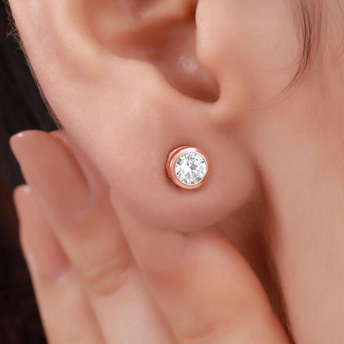Timeless Rose Gold Plated 925 Sterling Silver Stud Earrings - Image 8