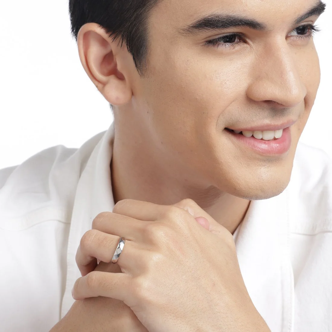Timeless Simplicity Rhodium-Plated 925 Sterling Silver Men's Band Ring (Adjustable) - Image 2