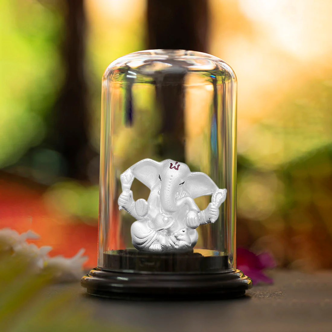 Little Ganesha Blessings Rhodium-Plated 999 Silver Idol - Image 2