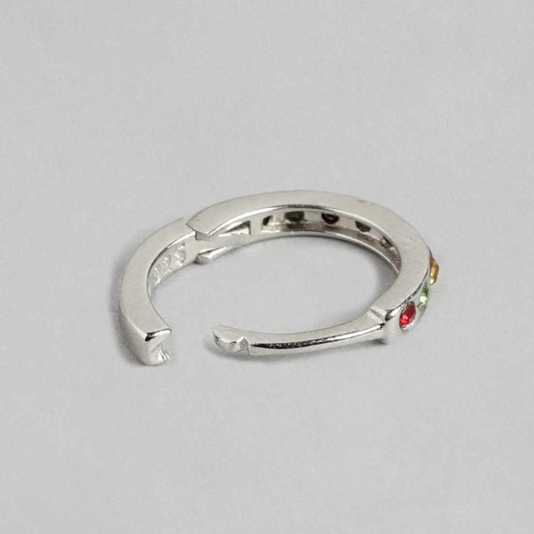 Tiny Rainbow Stone Hoop 925 Silver Earrings - Image 6