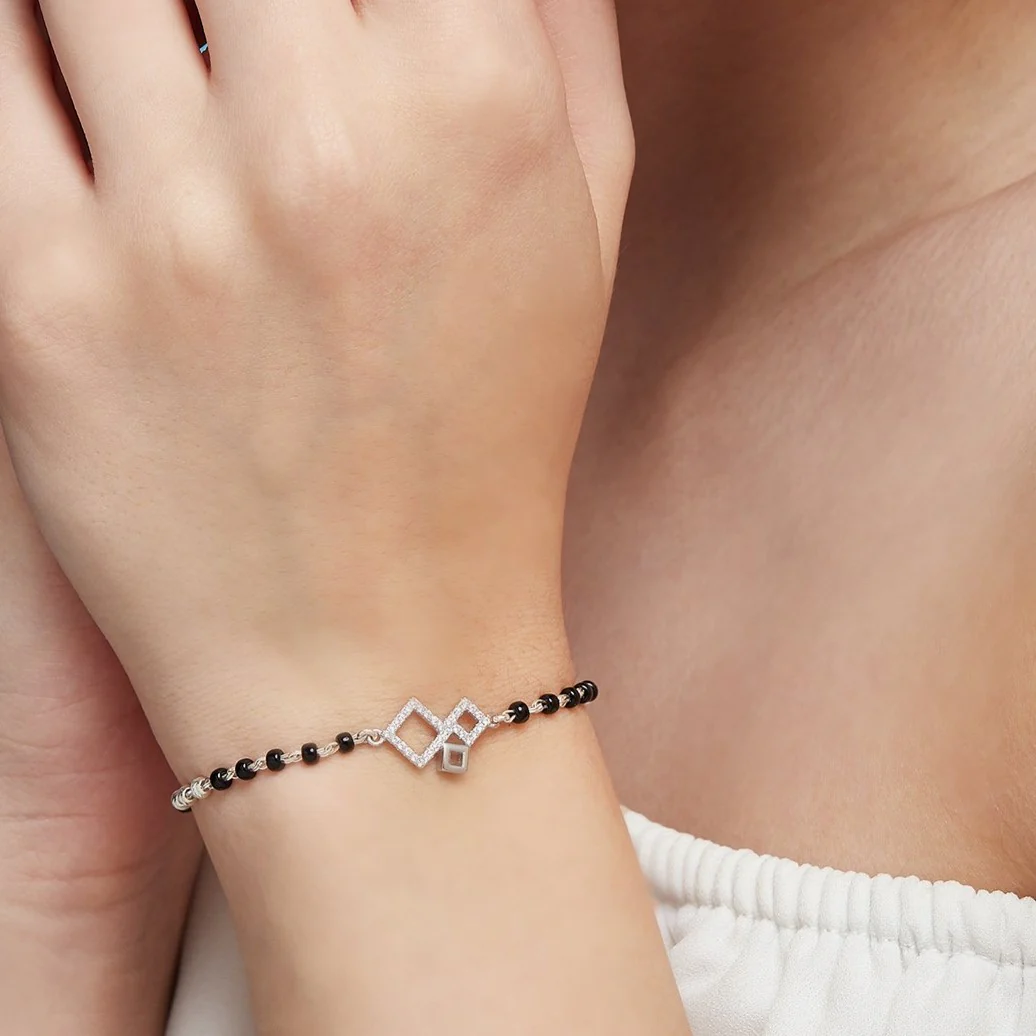 Geometric 925 Silver Mangalsutra Bracelet - Image 3