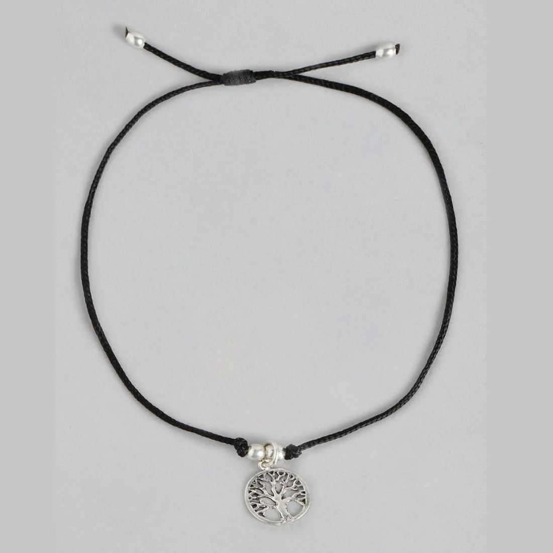 Tree of Life Rhodium Plated 925 Sterling Silver Thread Anklet - Image 10