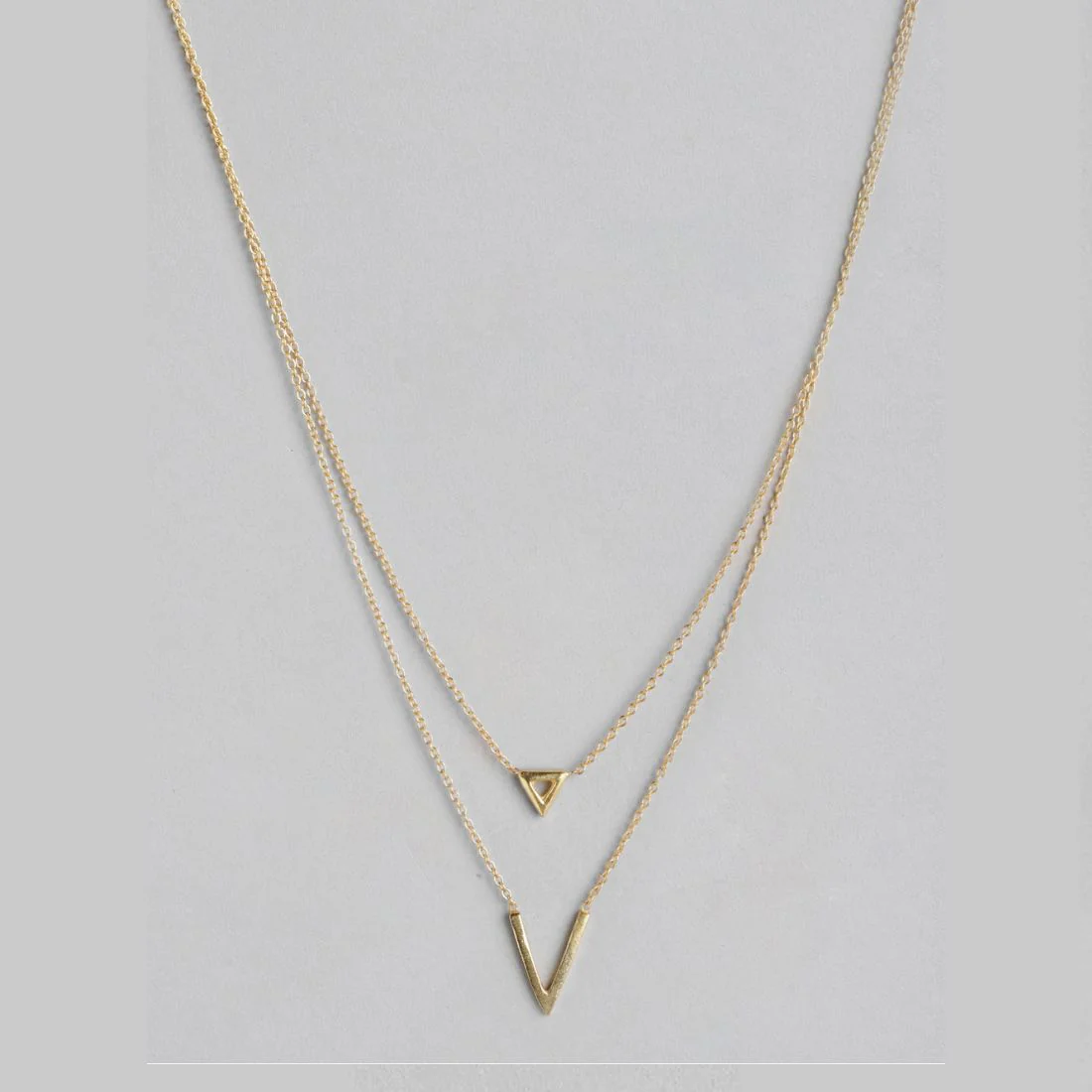 Triangular Gleam 925 Sterling Silver Gold-Plated Link Chain Necklace - Image 4