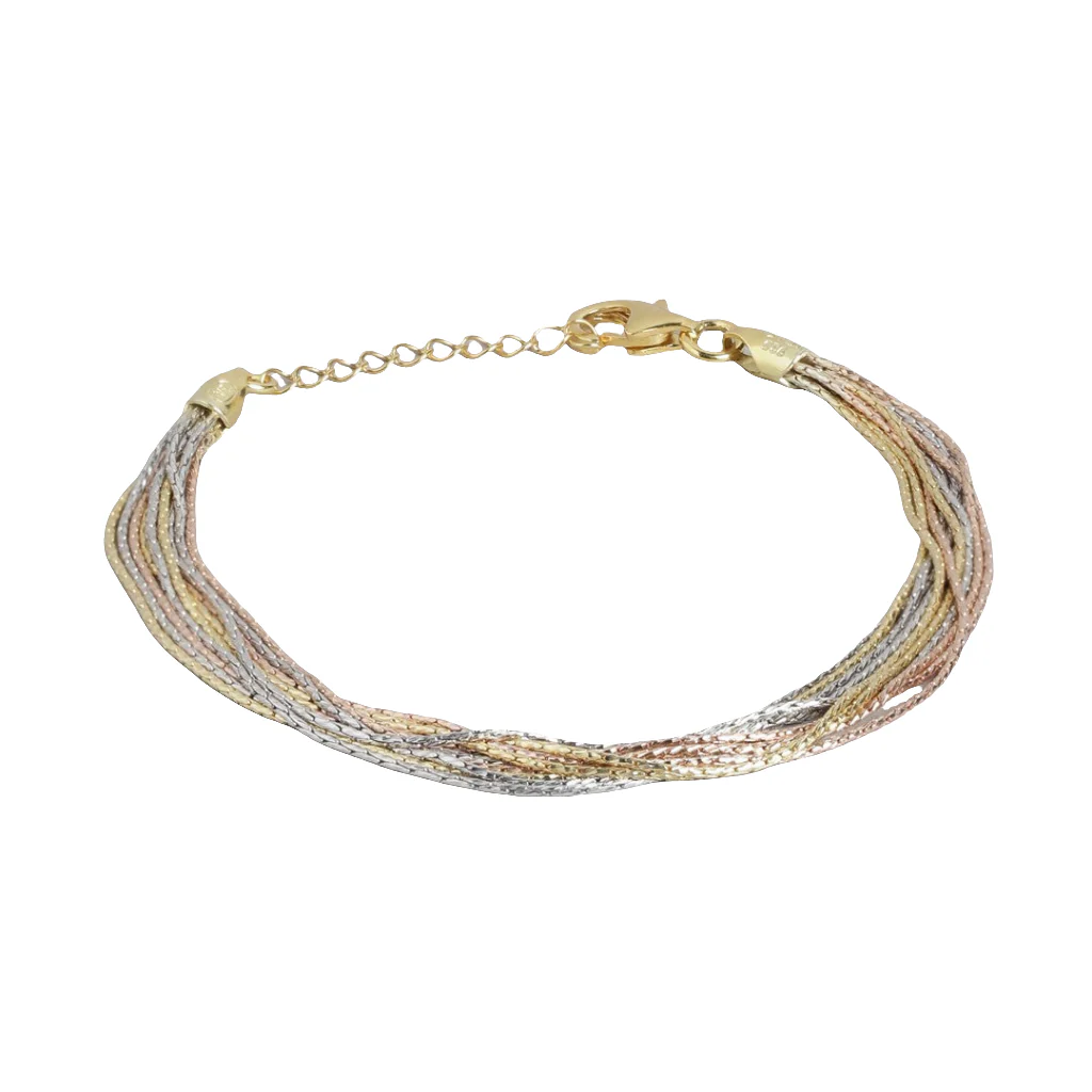 Tricolor Links Triple Tone-Plated 925 Sterling Silver Bracelet - Image 4
