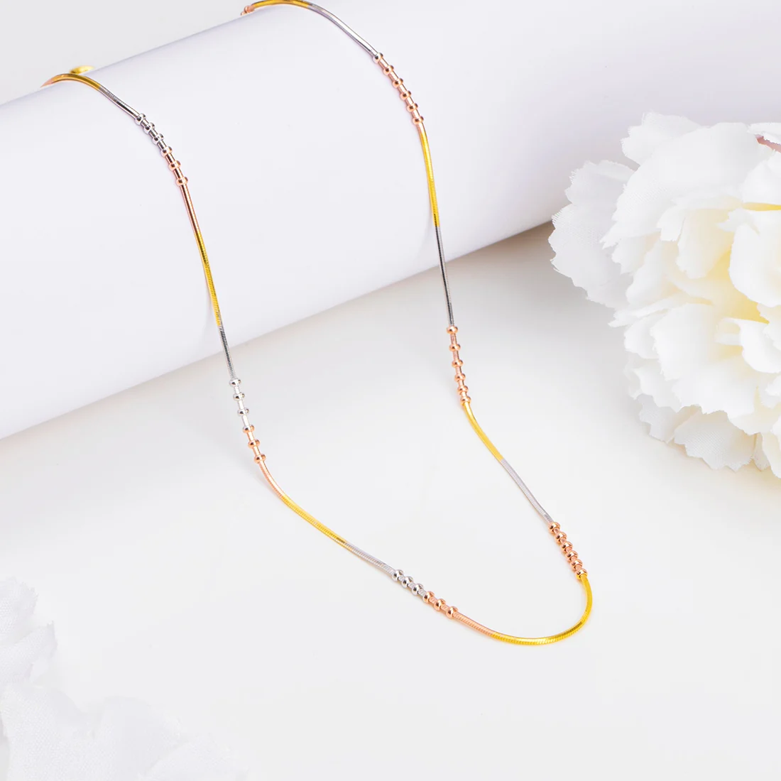 Trilogy of Radiance Triple Tone Plated 925 Sterling Silver Chain
