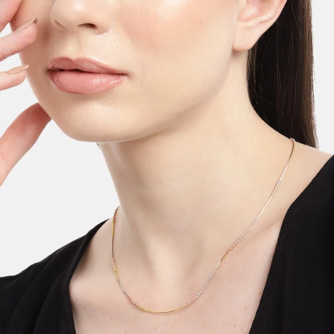 Trilogy of Radiance Triple Tone Plated 925 Sterling Silver Chain - Image 3
