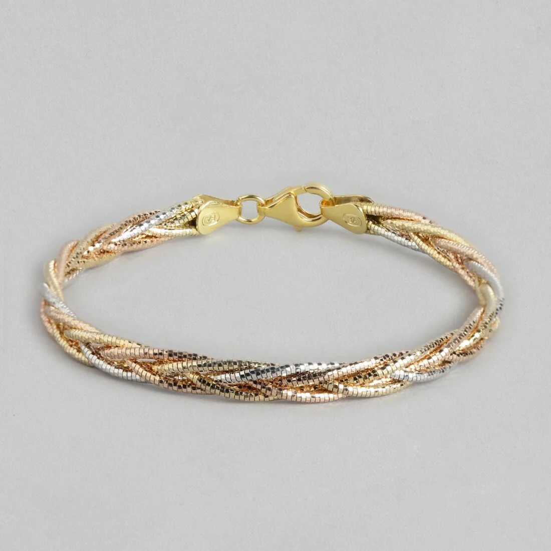 Trinity Harmony 925 Sterling Silver Tri-Color Plated Bracelet - Image 4