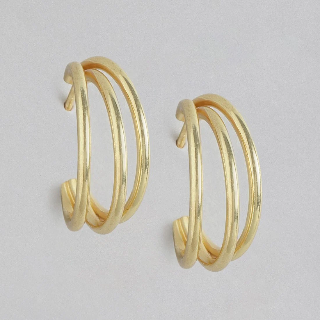 Triple Layered Gold Plated 925 Sterling Silver Hoops - Image 3