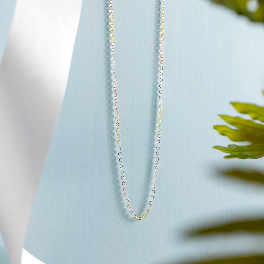 Triple Tone Classic 925 Sterling Silver Cable Chain - Image 3