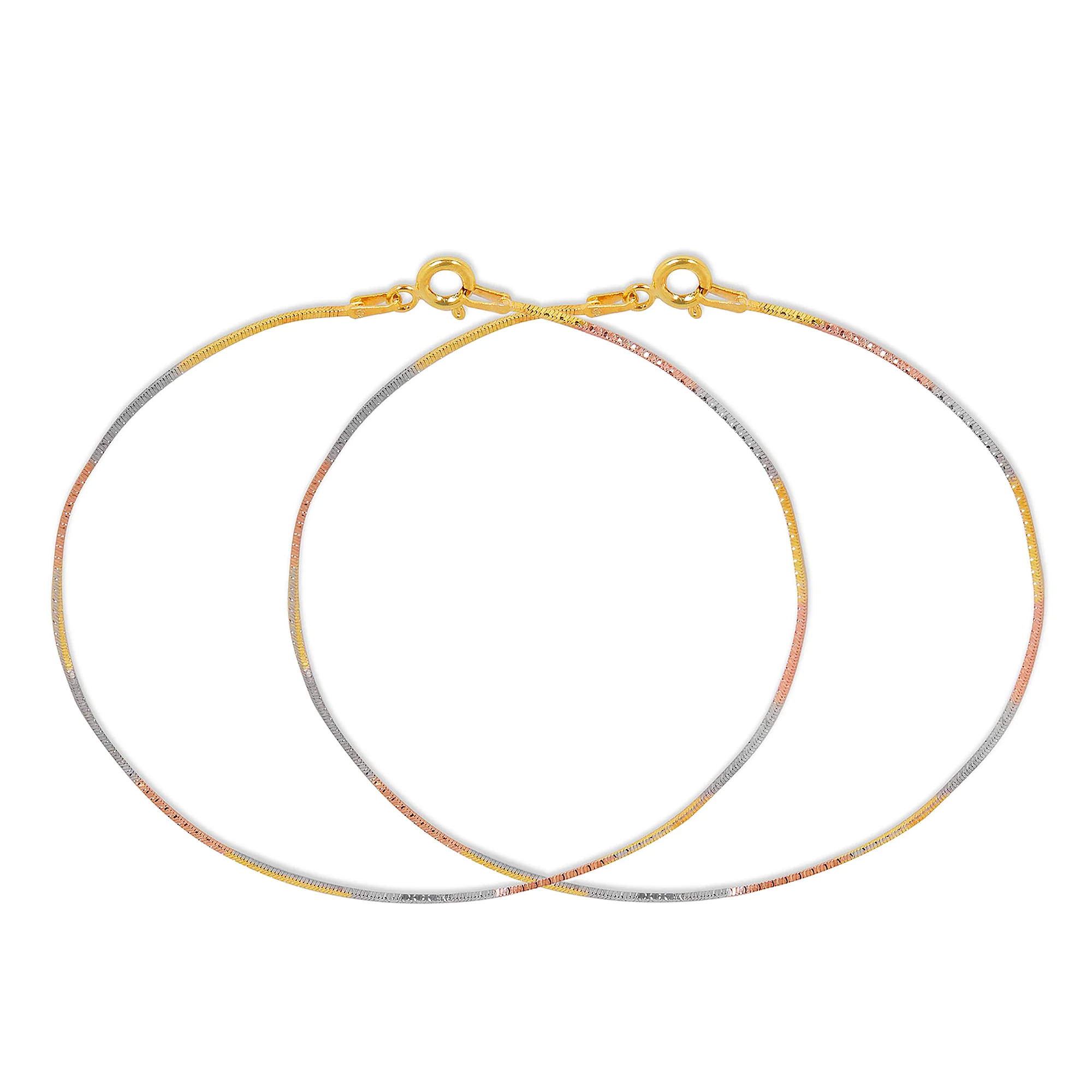 Sleek Triple Tone 925 Silver Anklet - Image 5
