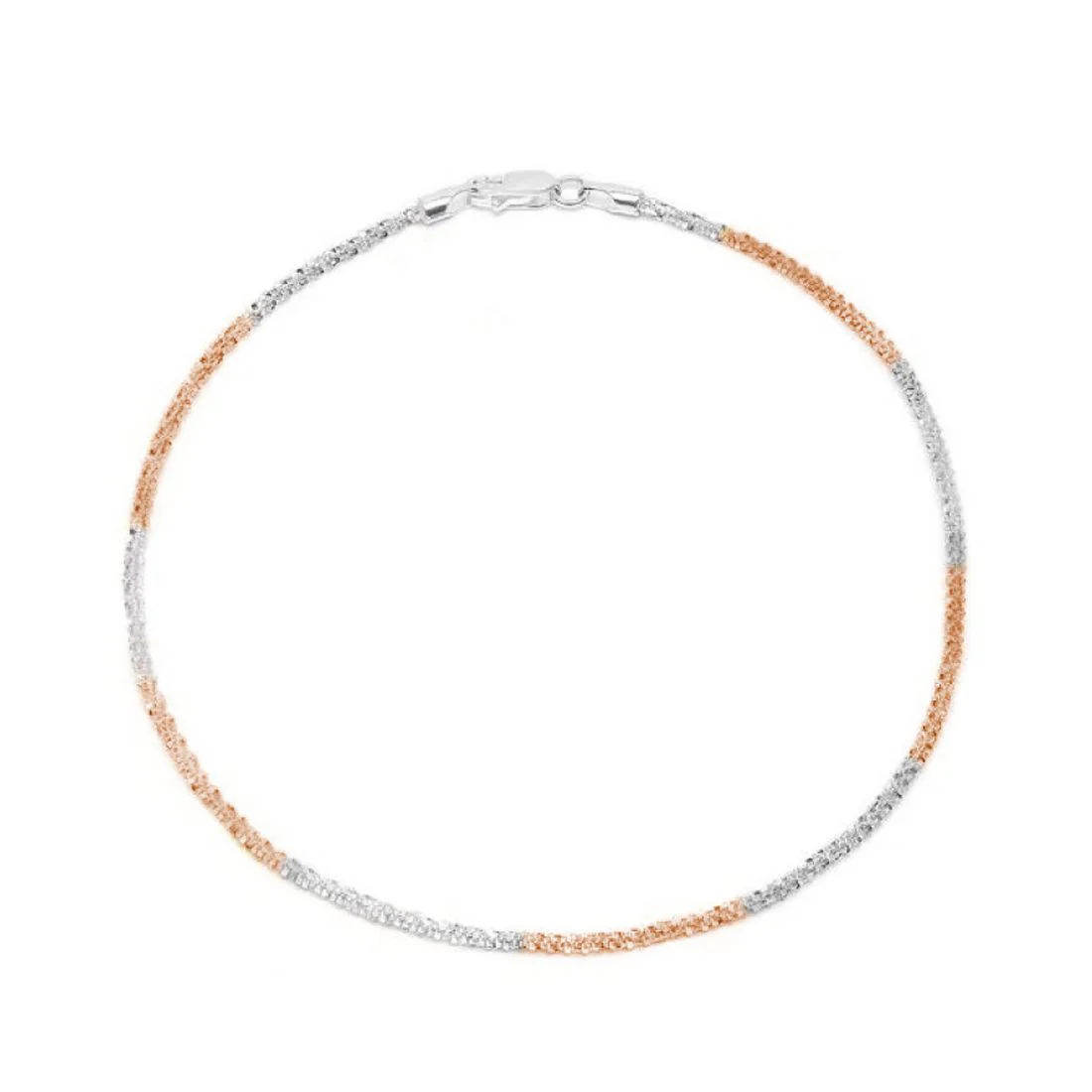 Triple Tone Weave Chain 925 Sterling Silver Anklet - Image 11