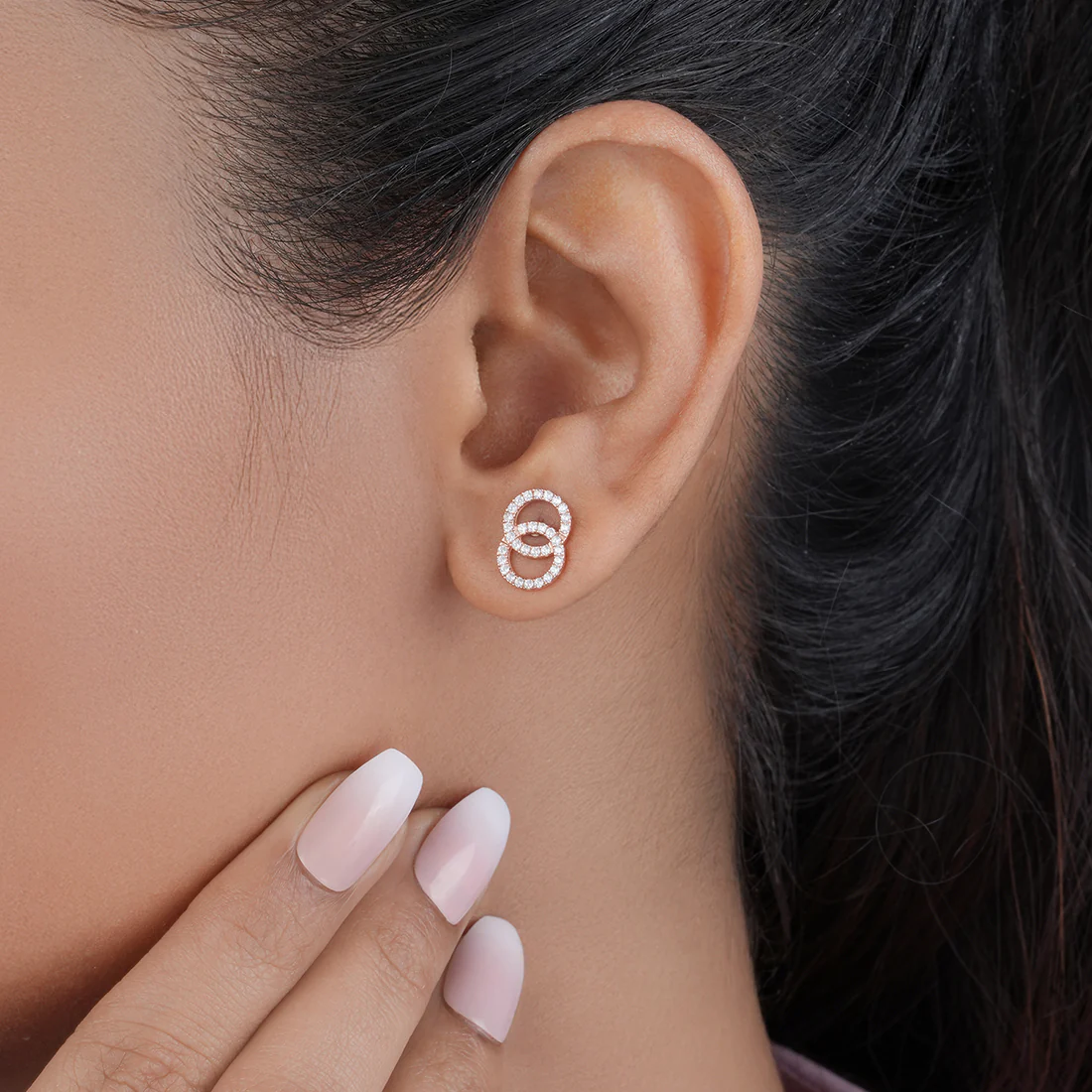 Twirling Circles Rose Gold Plated 925 Sterling Silver Earrings - Image 3