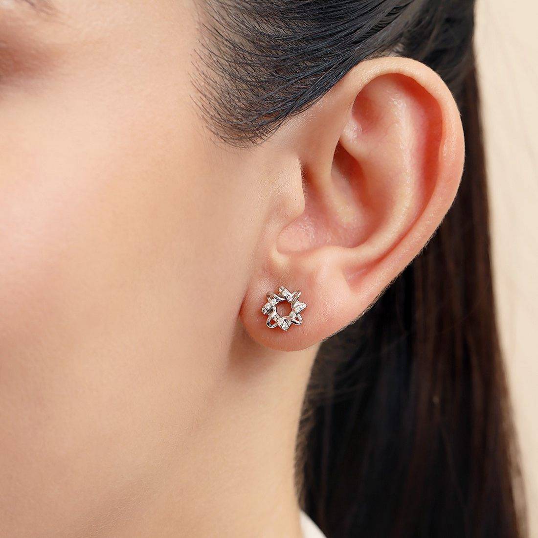 Twisted Charm Rhodium Plated 925 Sterling Silver Earrings - Image 2