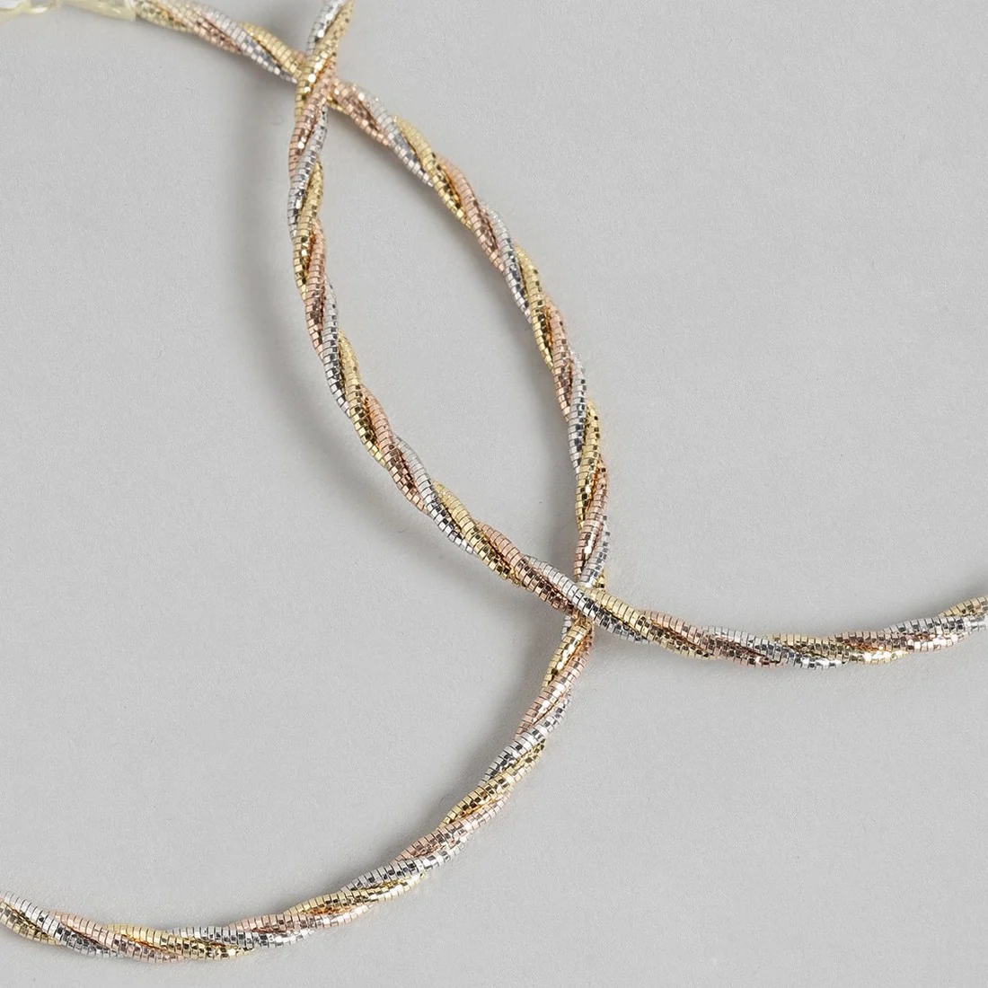 Twisted Triple Toned 925 Sterling Silver Anklet - Image 5