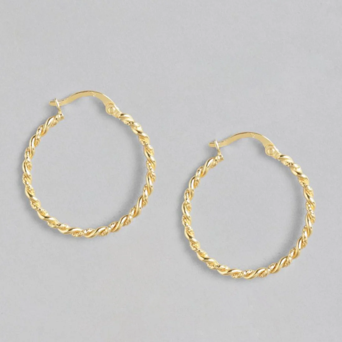 Twisted Gold Plated 925 Sterling Silver Hoops