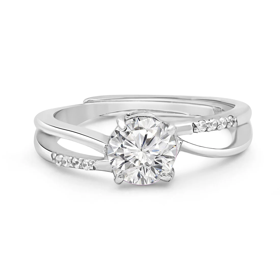 Twisted Solitaire Silver Ring (Adjustable) - Image 6