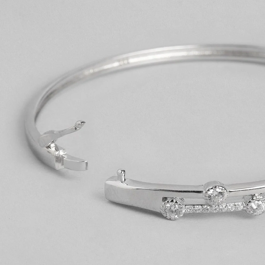 Two Layered CZ Studded 925 Sterling Silver Bracelet - Image 8
