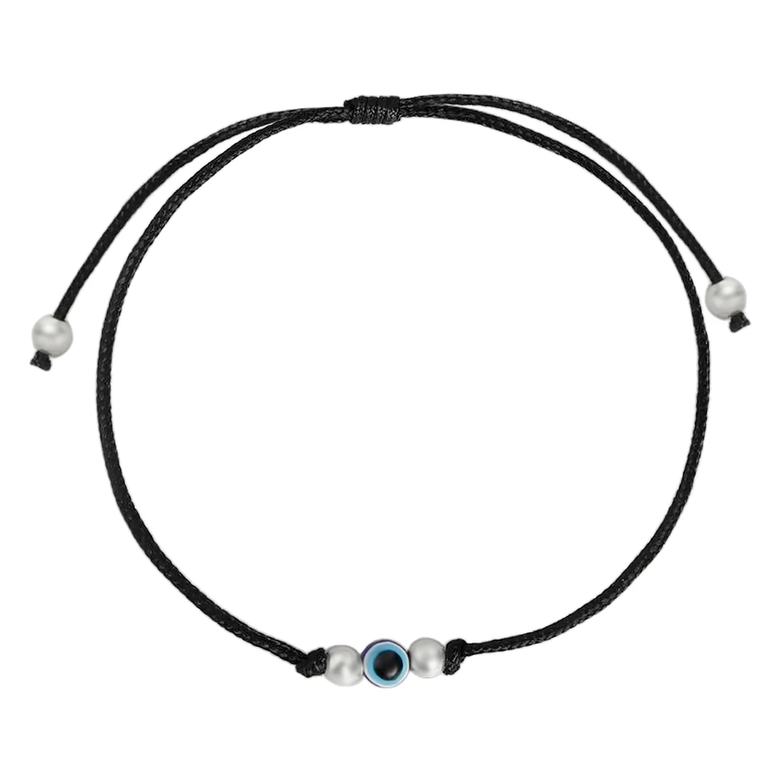 Uni-Evil Eye Rhodium Plated 925 Sterling Silver Thread Anklet - Image 7