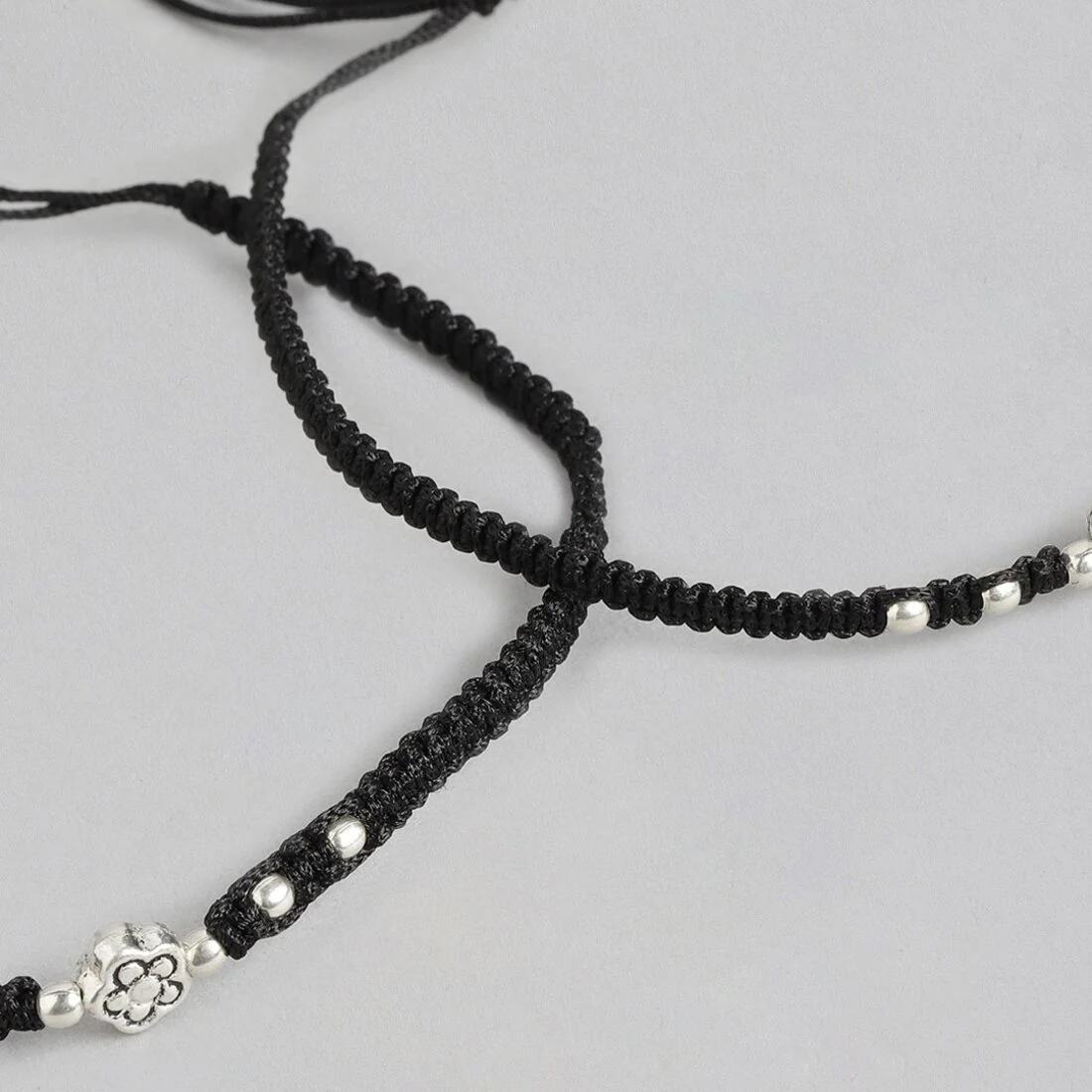 Unifloral Rhodium Plated 925 Sterling Silver Thread Anklet - Image 10