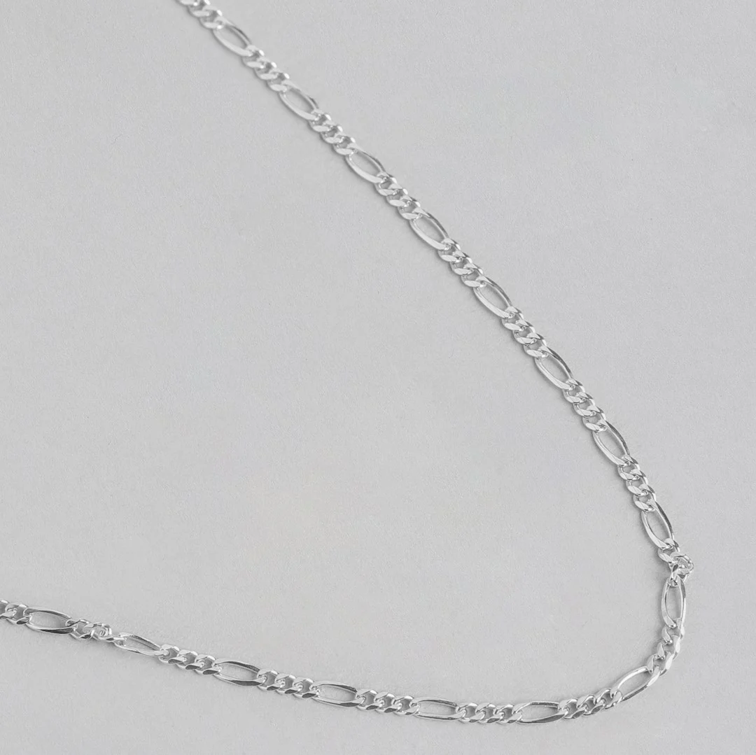 925 Silver Figaro Chain in Rhodium Plating - Image 3