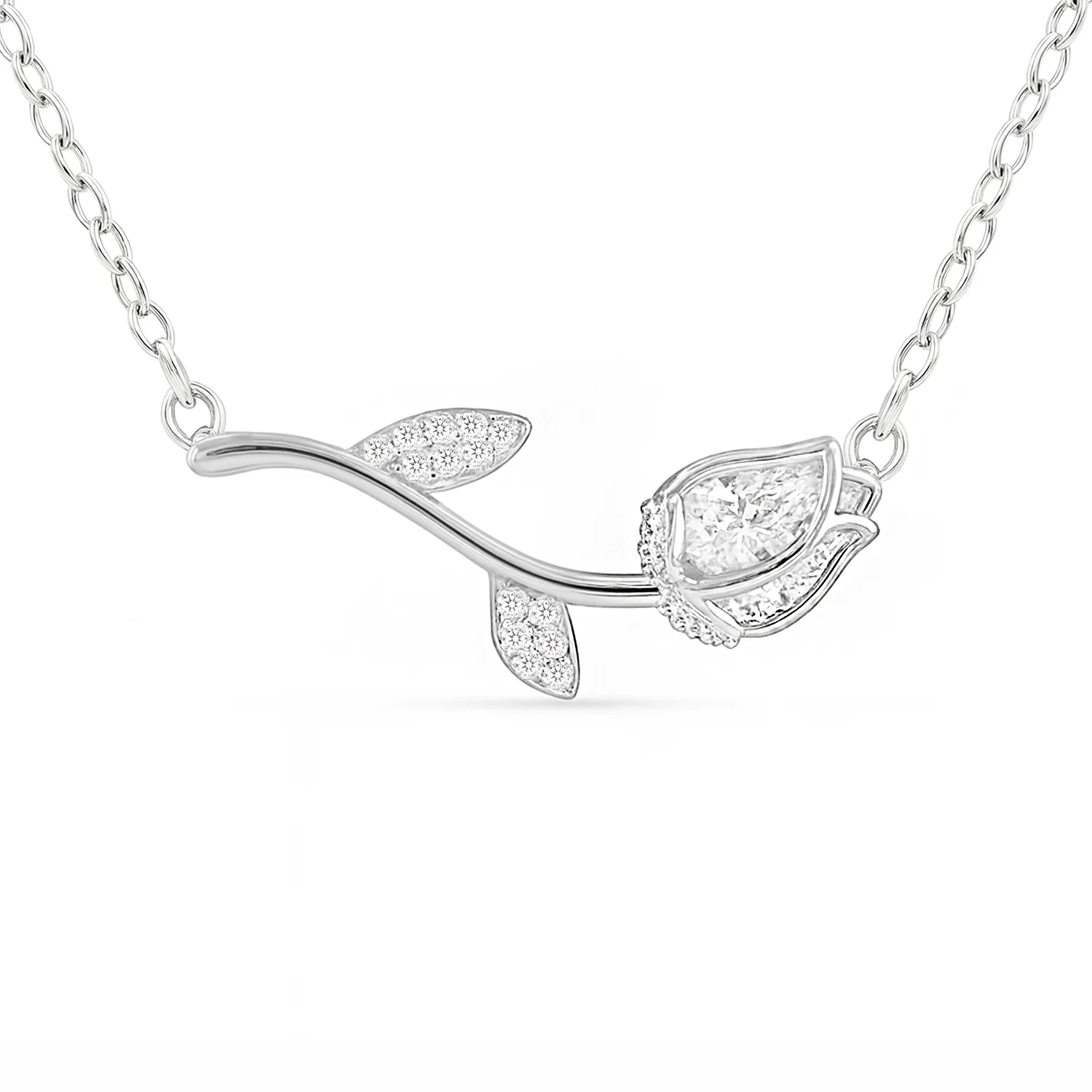 Where Love Blossoms Rhodium Plated Necklace - Image 4