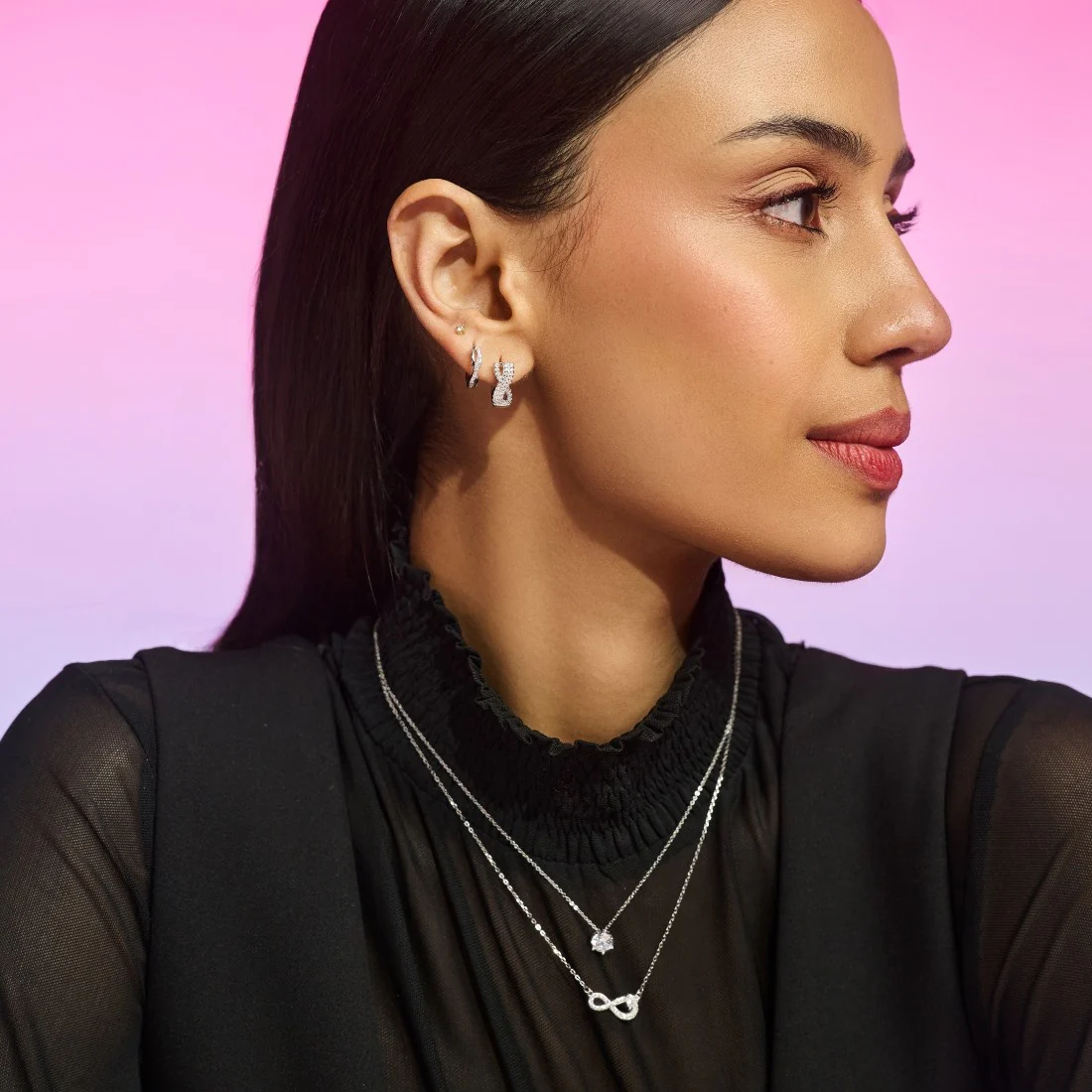 Forever in a Moment Hoop Rhodium Plated Earrings - Image 6