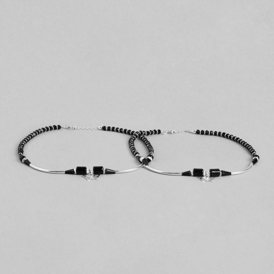 Whimsical Flutter 925 Sterling Silver Rhodium Plated Butterfly Anklet - Image 3