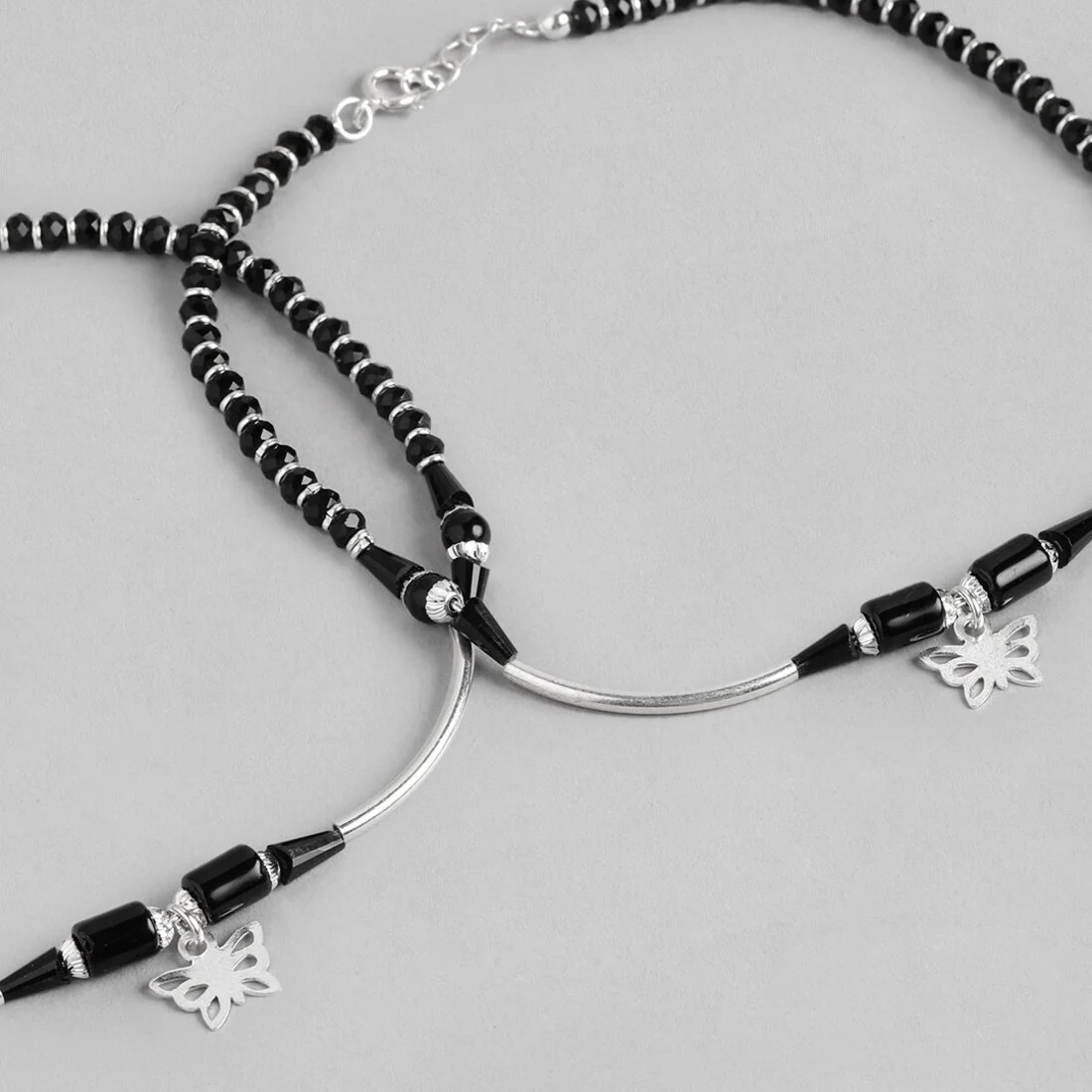 Whimsical Flutter 925 Sterling Silver Rhodium Plated Butterfly Anklet - Image 5