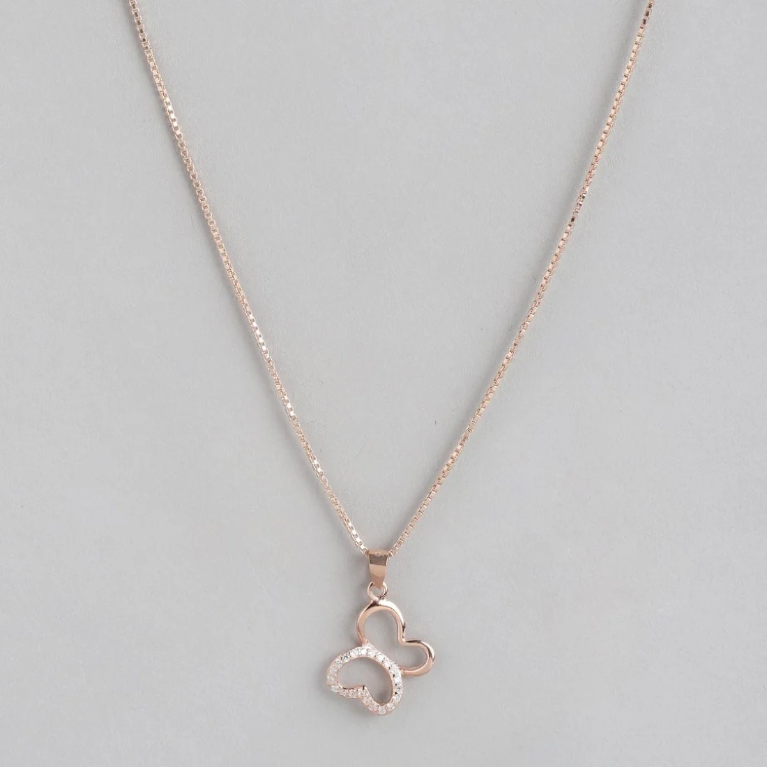 Whimsical Flutter Rose Gold-Plated 925 Sterling Silver Butterfly Pendant with Chain - Image 4