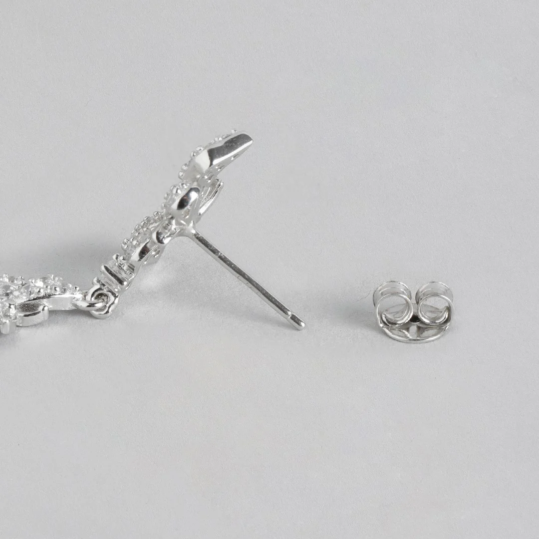Whimsical Wings Rhodium-Plated Cubic Zirconia 925 Sterling Silver Butterfly Earring - Image 6