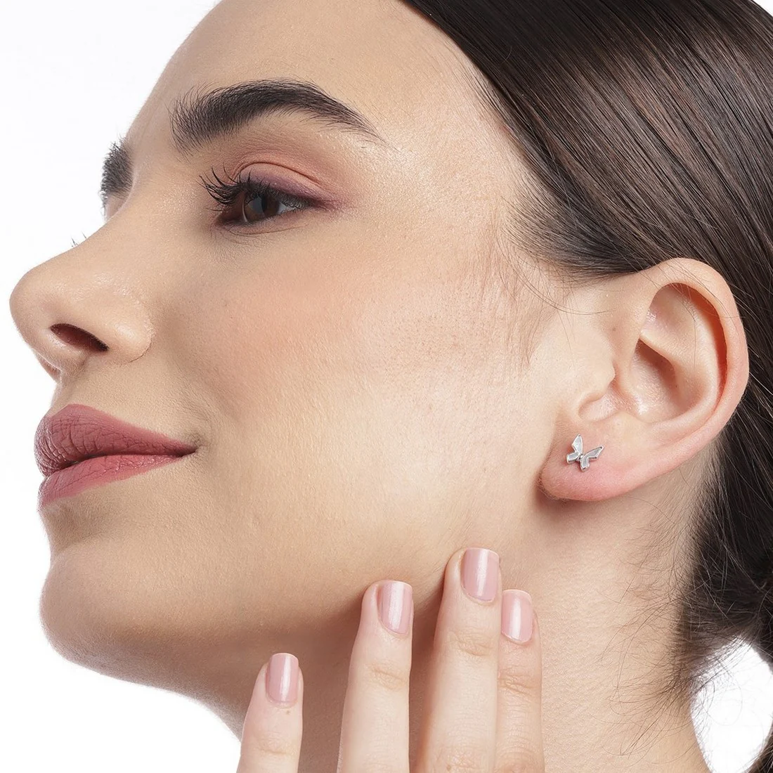 White Butterfly 925 Sterling Silver Stud Earrings - Image 3