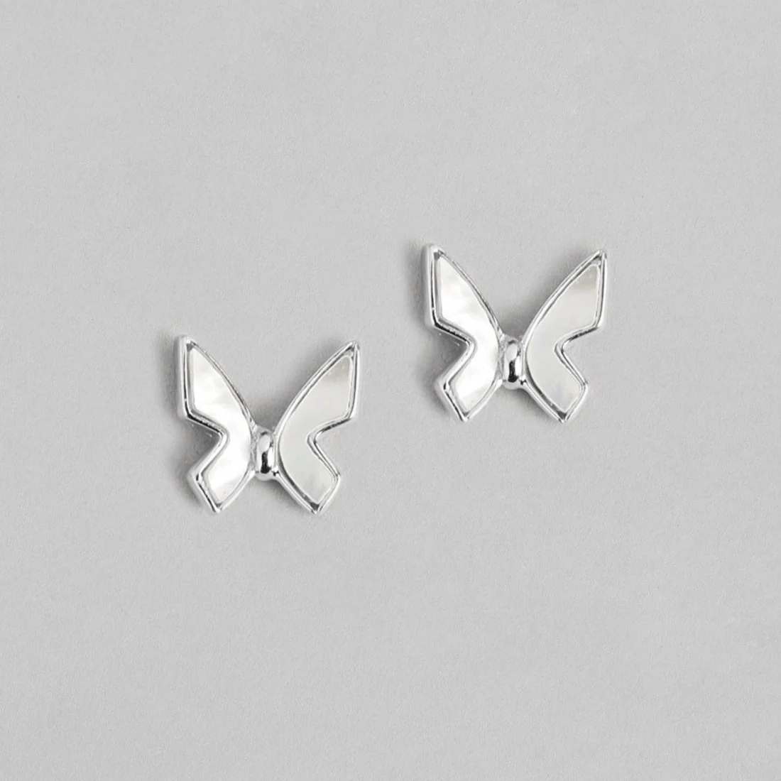 White Butterfly 925 Sterling Silver Stud Earrings - Image 4