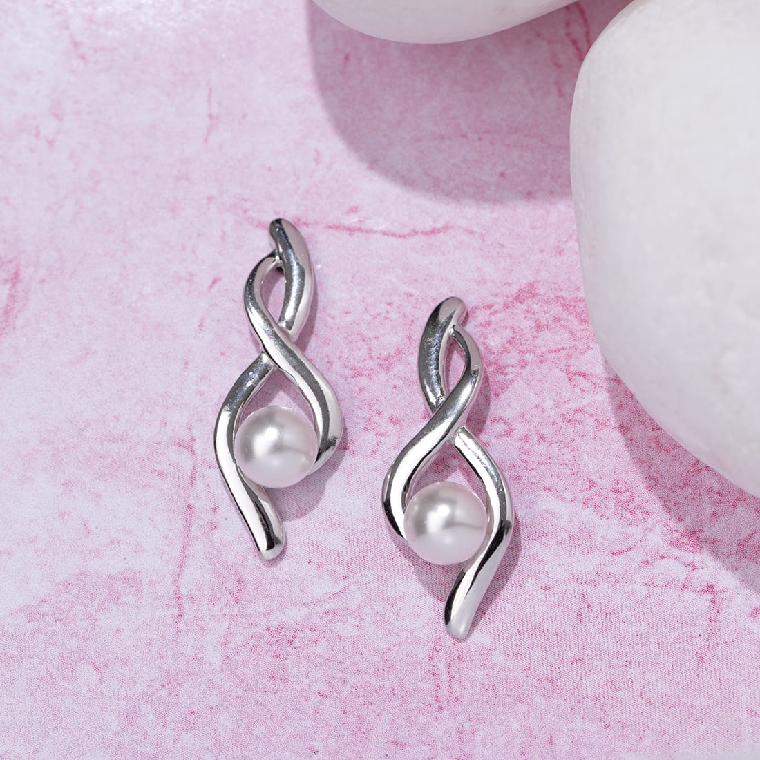 White Pearl 925 Sterling Silver Drop Earrings