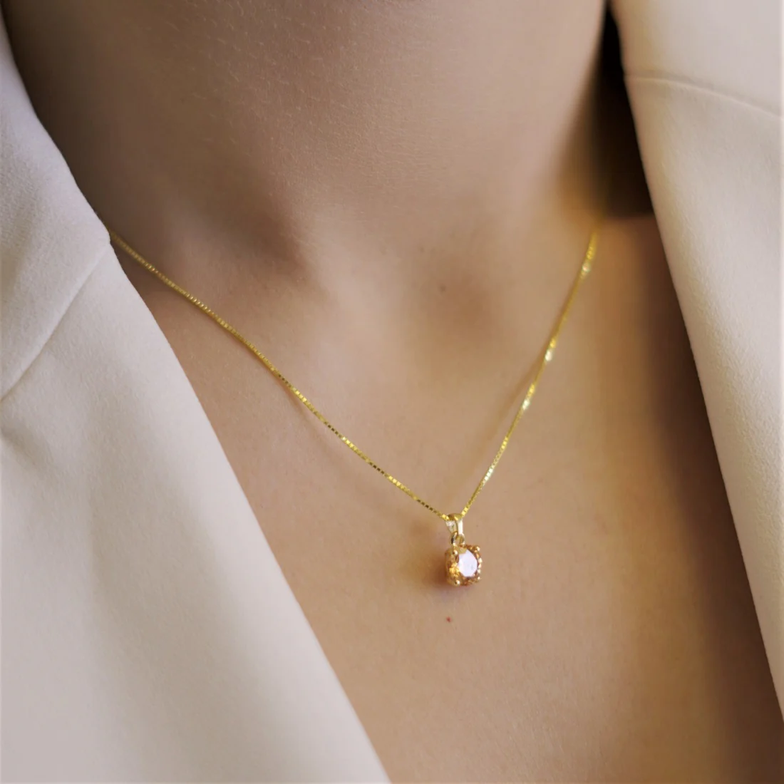 Yellow Solitaire Box Chain Gold Plated 925 Sterling Silver Pendant with Chain Gift Hamper - Image 5