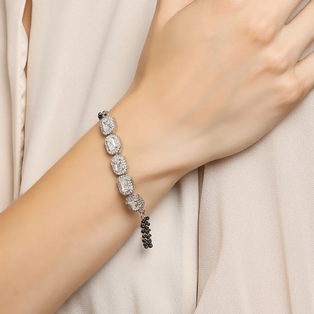 Cubic Zirconia 925 Silver Mangalsutra Bracelet - Image 2