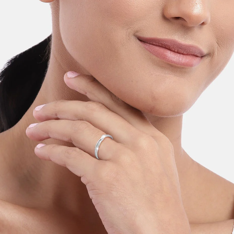 Minimal CZ 925 Sterling Silver Couple Ring (Adjustable) - Image 3