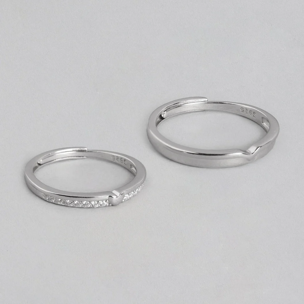 Elegant CZ 925 Sterling Silver Couple Ring (Adjustable) - Image 6