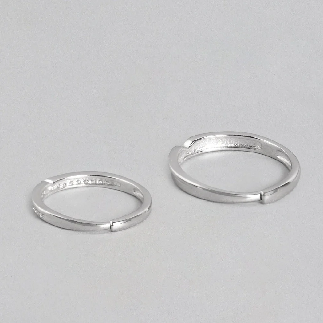 Elegant CZ 925 Sterling Silver Couple Ring (Adjustable) - Image 8