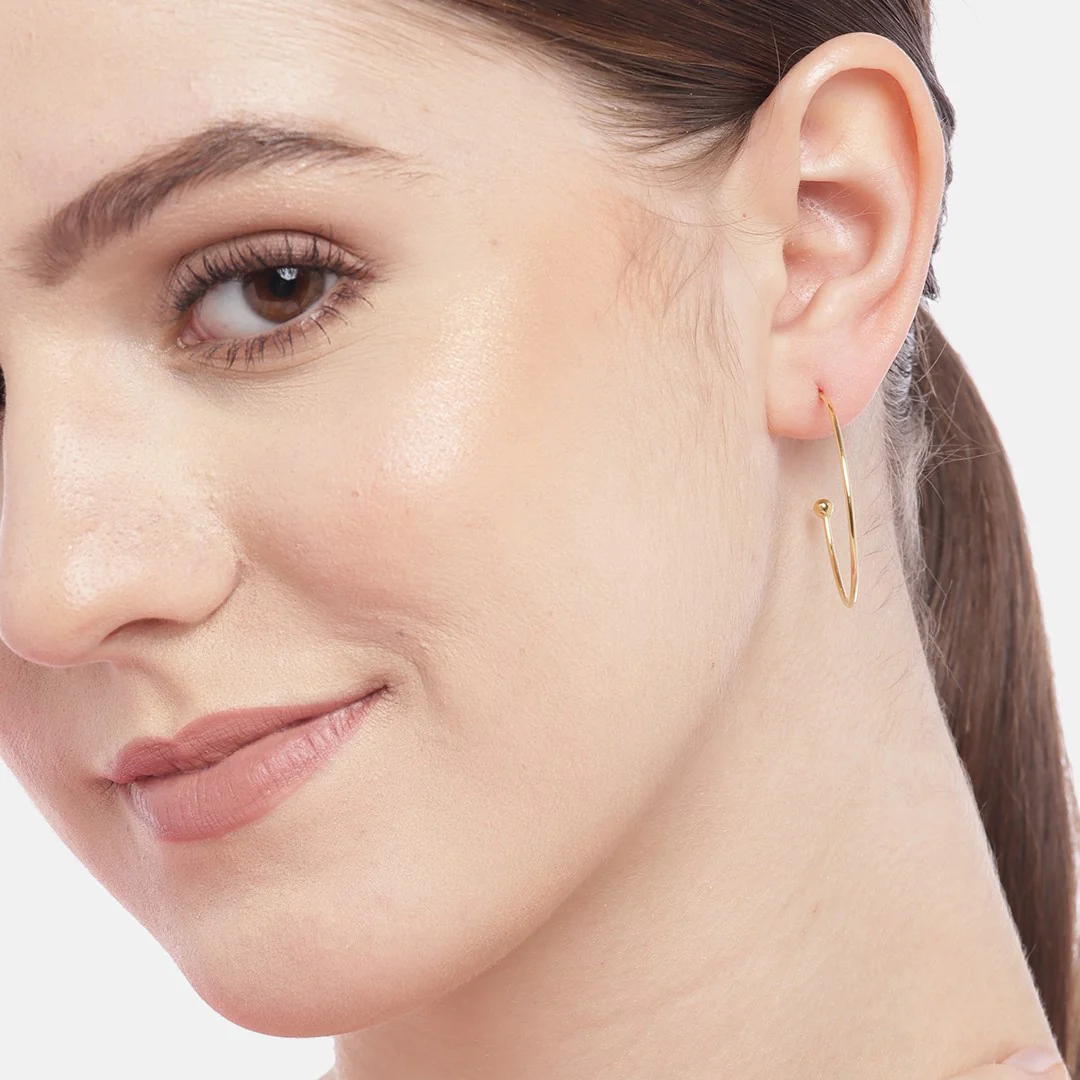 Rounded Gold & Rhodium Plated Hoops 925 Sterling Silver Earring Combo - Image 2