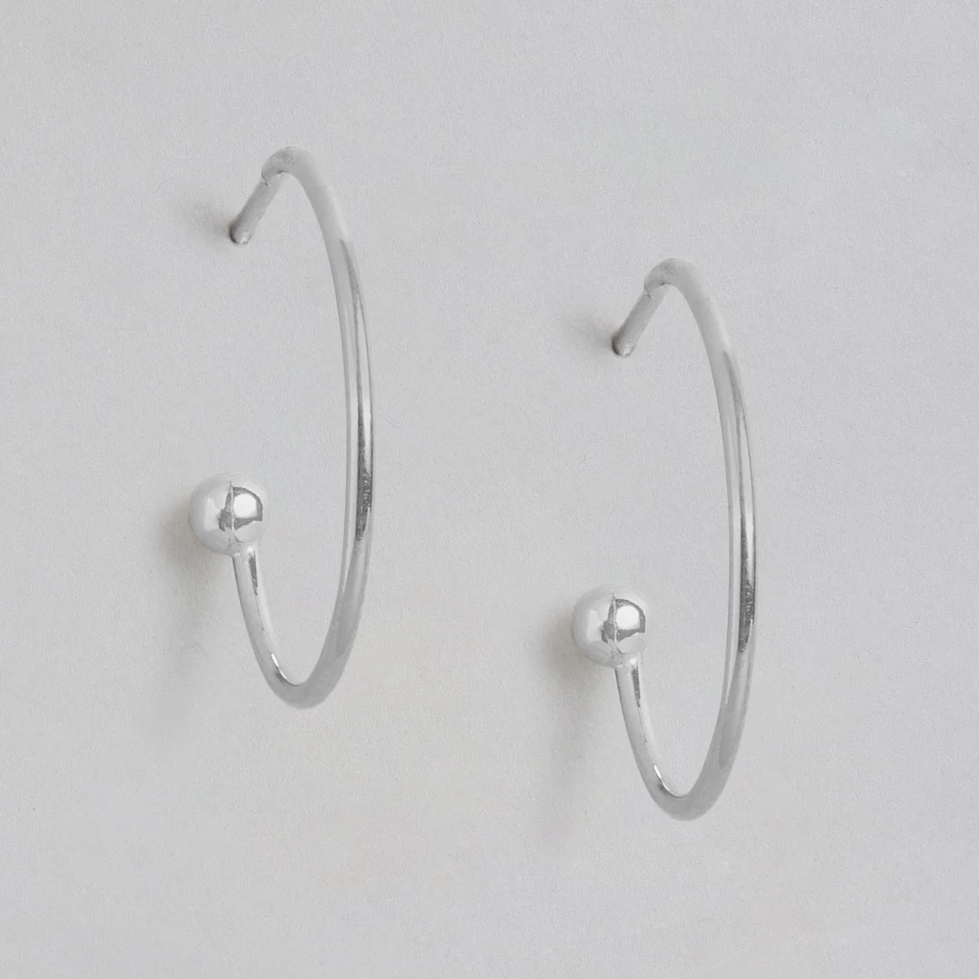 Rounded Gold & Rhodium Plated Hoops 925 Sterling Silver Earring Combo - Image 5