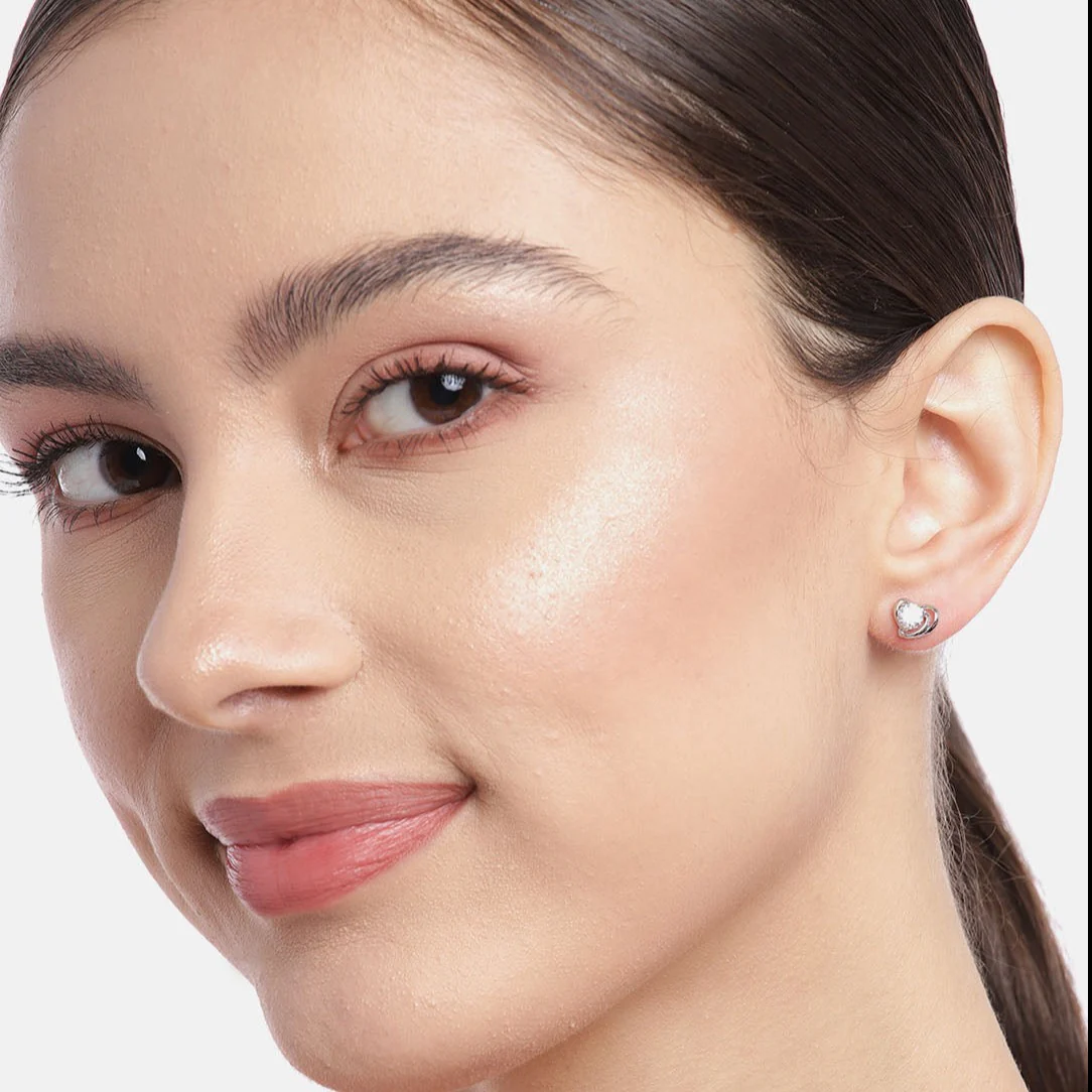 Heart CZ 925 Sterling Silver Earrings - Image 2