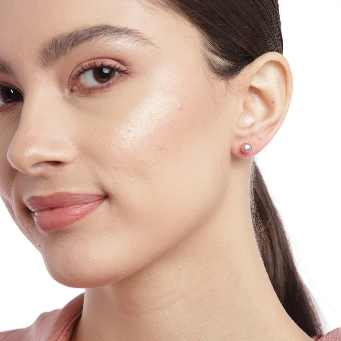 Flamingo Pearl 925 Sterling Silver Stud Earrings - Image 2