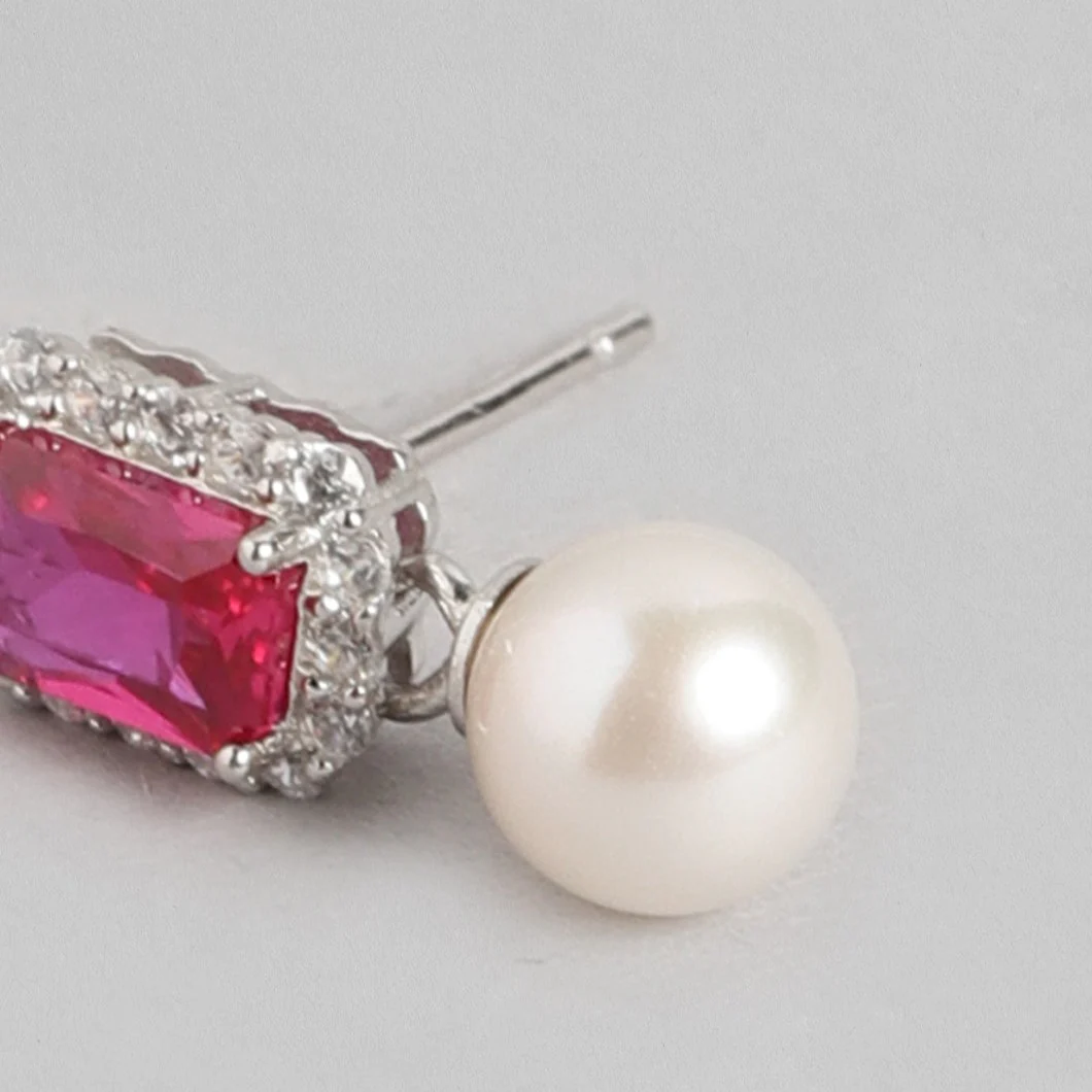 Ruby Pearl 925 Sterling Silver Drop Earrings - Image 7